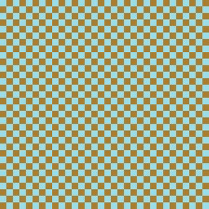 Tiny  Checkerboard of Sky Blue and Tan Checks -  quarter inch checks