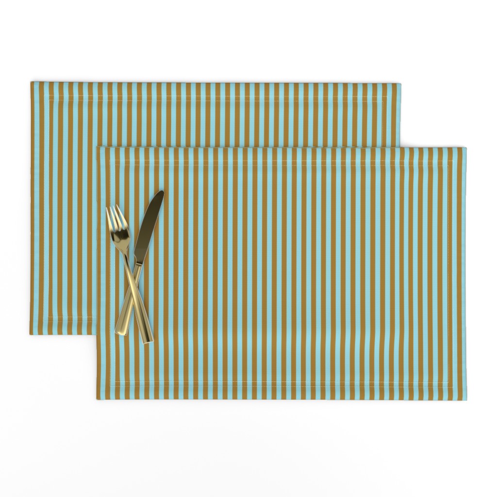 Narrow Earth and Sky Stripes in Sky Blue and Sandy Tan - quarter inch stripes