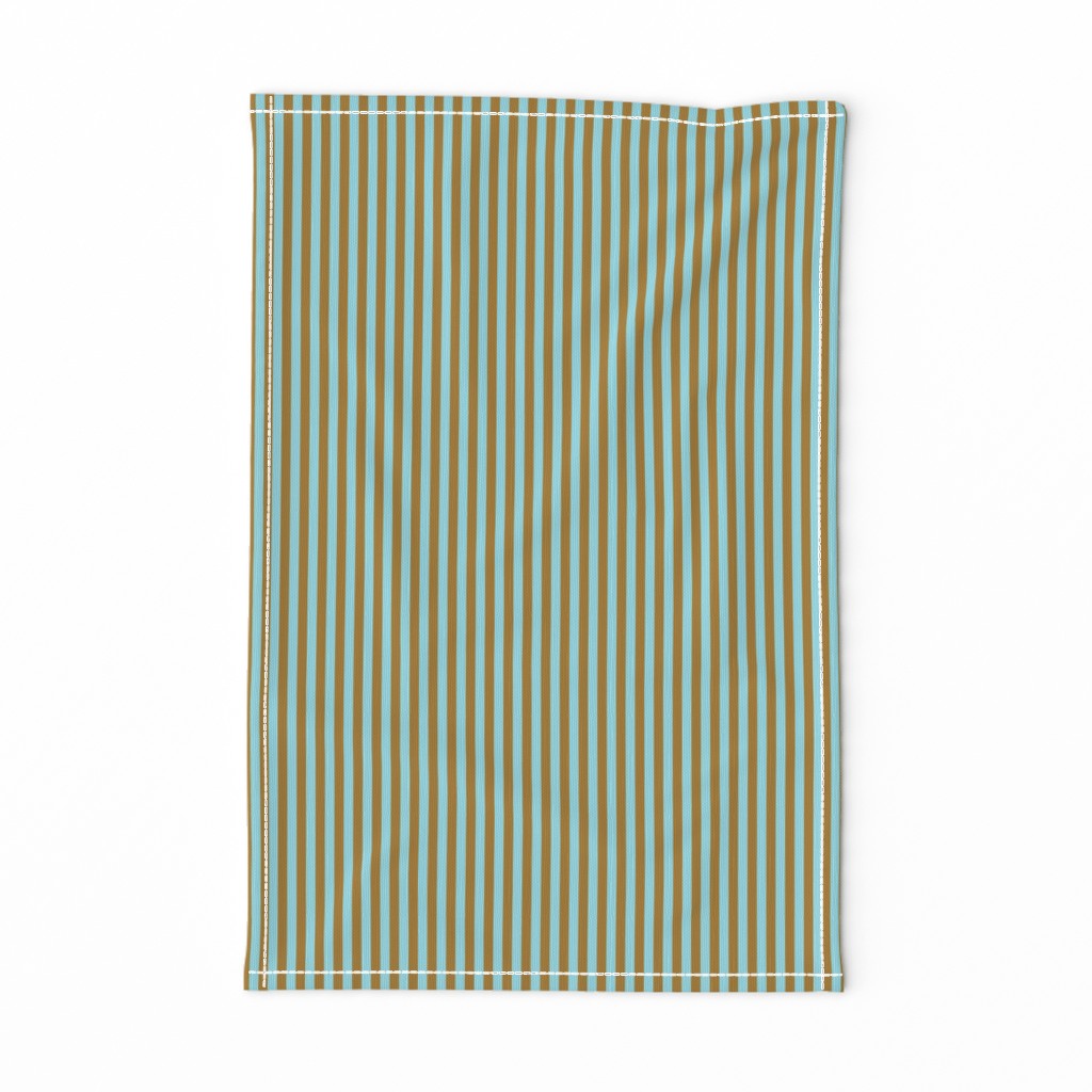 Narrow Earth and Sky Stripes in Sky Blue and Sandy Tan - quarter inch stripes