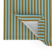 Narrow Earth and Sky Stripes in Sky Blue and Sandy Tan - quarter inch stripes