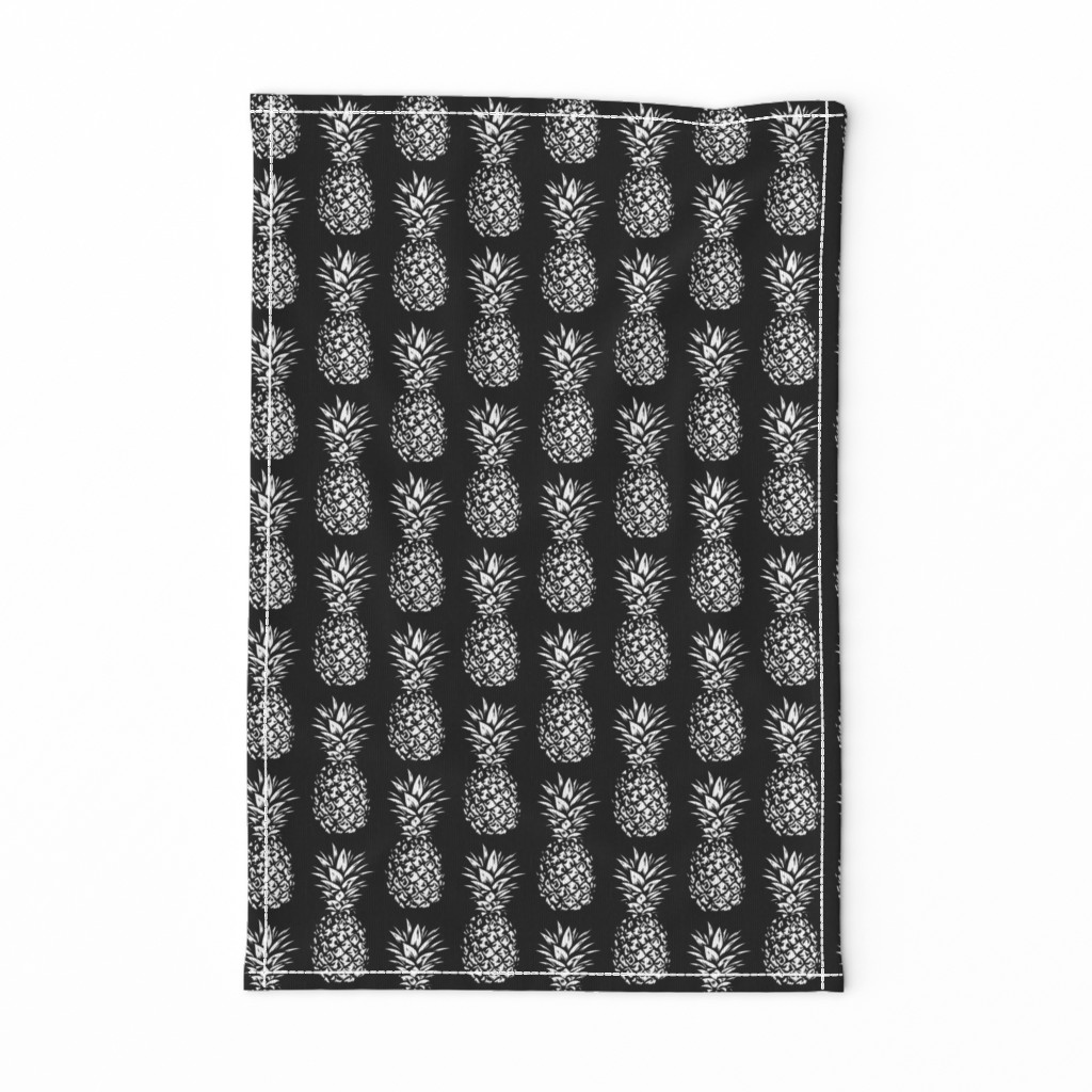 classic pineapples - white on black, small