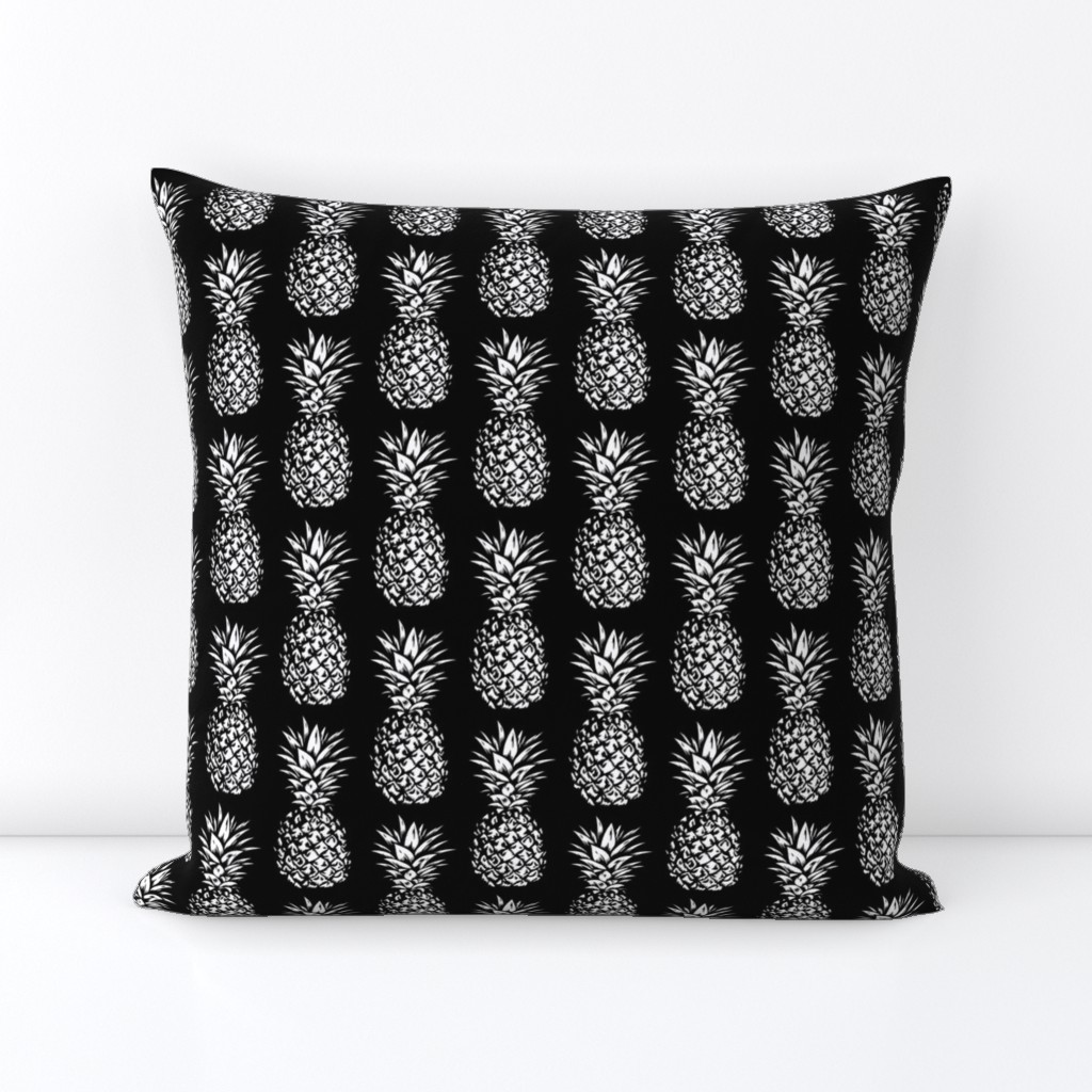 classic pineapples - white on black, small