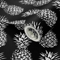 classic pineapples - white on black, small