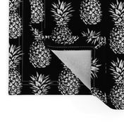 classic pineapples - white on black, small