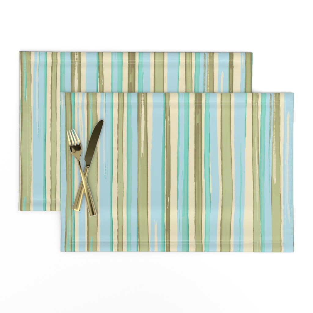 kitchen stripes - aqua multicolor