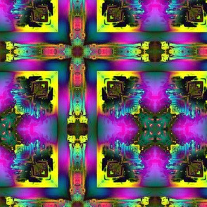 CROSS ANGLED NEON TILES YELLOW FUCHSIA COLORS EXPLOSION