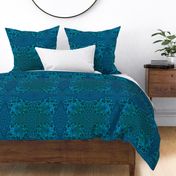  blue microbe on green bed