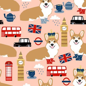 corgi london uk queen dog fabric