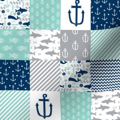 2" quilt squares nautical anchor 