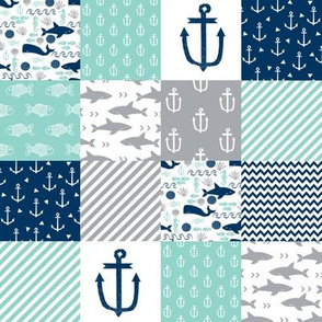 2" quilt squares nautical anchor 