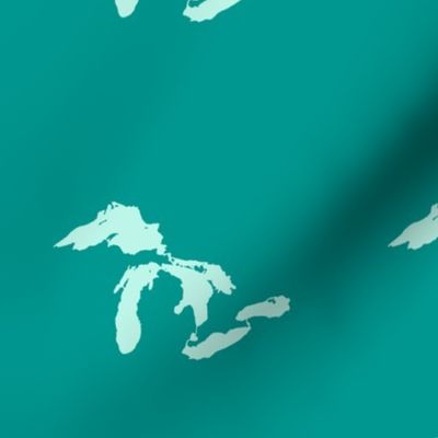 Great Lakes silhouette - 6" mint on teal