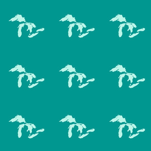 Great Lakes silhouette - 6" mint on teal