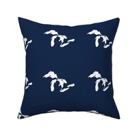 Great Lakes silhouette - 6" white on navy