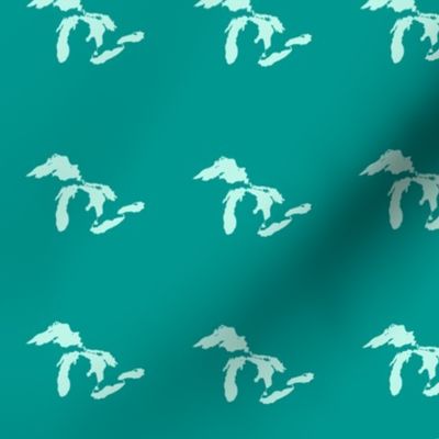 mini Great Lakes silhouette - 3" mint on teal