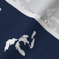 mini Great Lakes silhouette - 3" white on navy