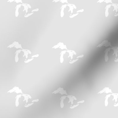 mini Great Lakes silhouette - 3" white on neutral pale grey