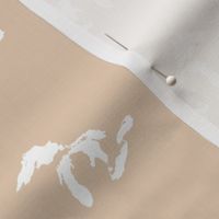 mini Great Lakes silhouette - 3" white on driftwood tan