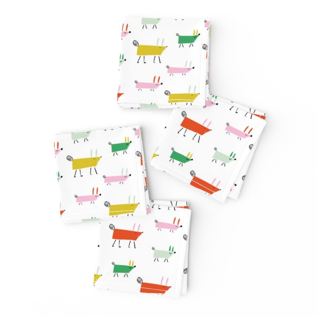 Colorful Marching Dogs pattern Smaller Scale kids illustration