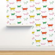 Colorful Marching Dogs pattern Smaller Scale kids illustration