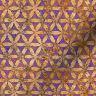 Batik Inspired Interlocked Circles in Gold and Purple