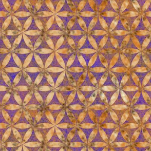 Batik Inspired Interlocked Circles in Gold and Purple