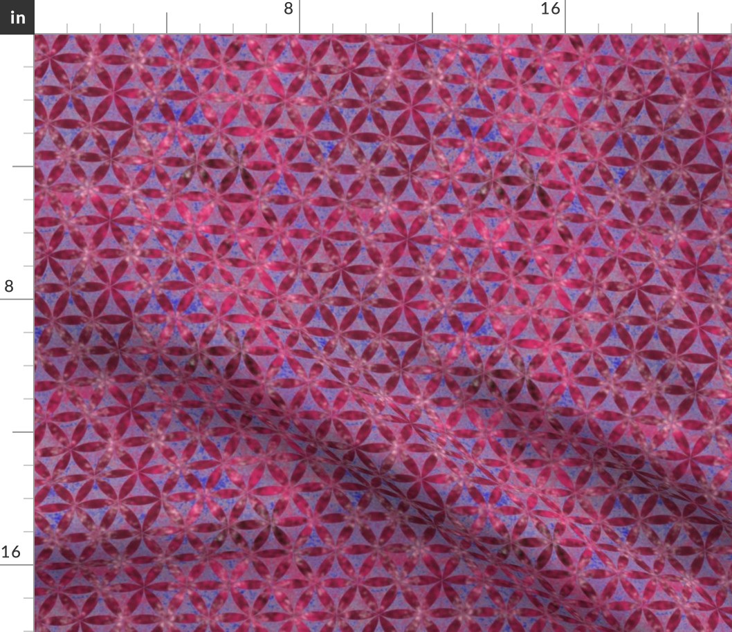 Batik Inspired Interlocked Circles in Pink and Blue