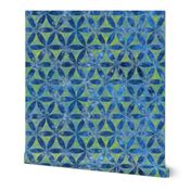 Batik Inspired Interlocked Circles in Blue and Green