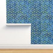 Batik Inspired Interlocked Circles in Blue and Green