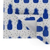 Pineapples - cobalt blue and white geometric pineapples tropical fruit
