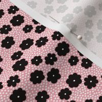 Cool scandinavian style abstract flowers dots and spots brush memphis garden summer pink black and white XXS