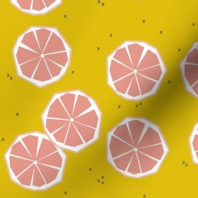 Pink grapefruit slices - tropical summer fruit citrus