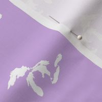mini Great Lakes silhouette - 3" white on lilac