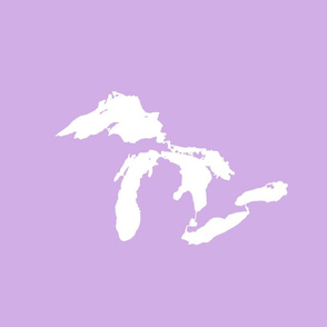 Great Lakes silhouette - 18" white on lilac