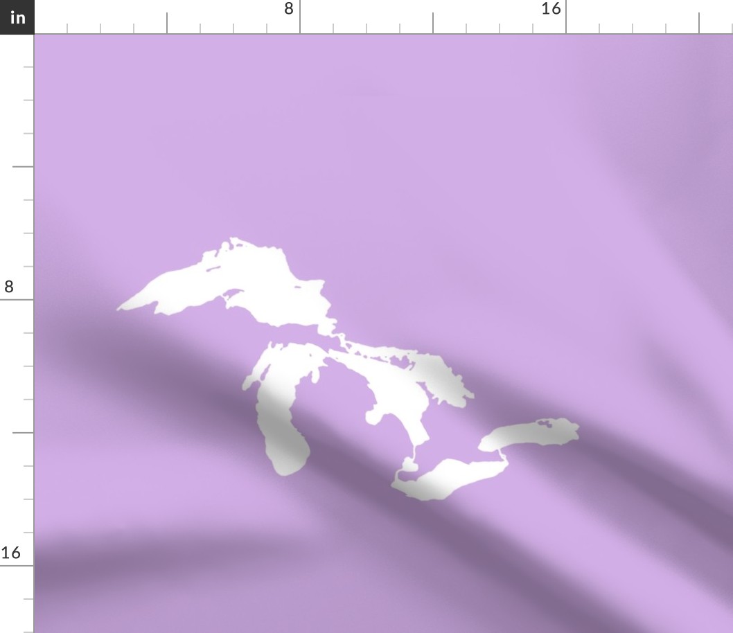 Great Lakes silhouette - 18" white on lilac