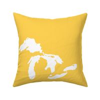 Great Lakes silhouette - 18" white on yellow