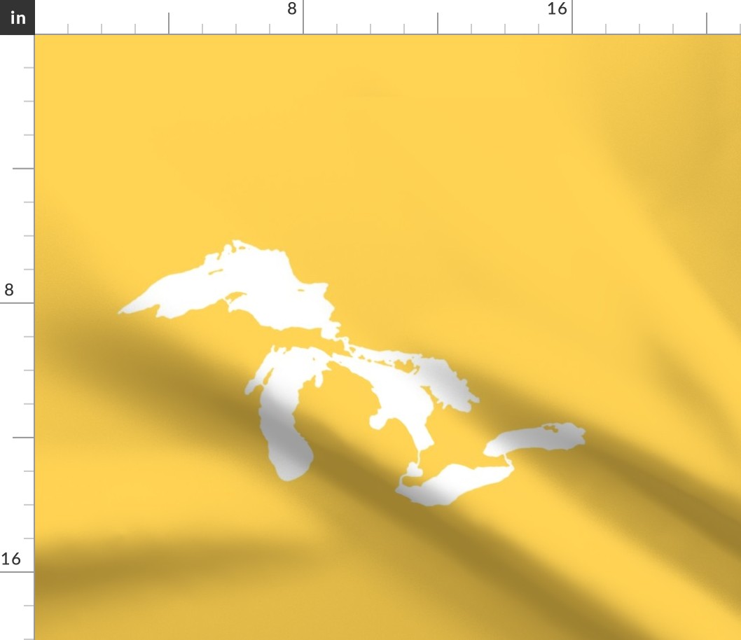 Great Lakes silhouette - 18" white on yellow