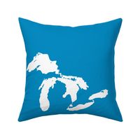 Great Lakes silhouette - 18" white on bright blue