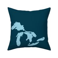 Great Lakes silhouette - 18" light blue on navy