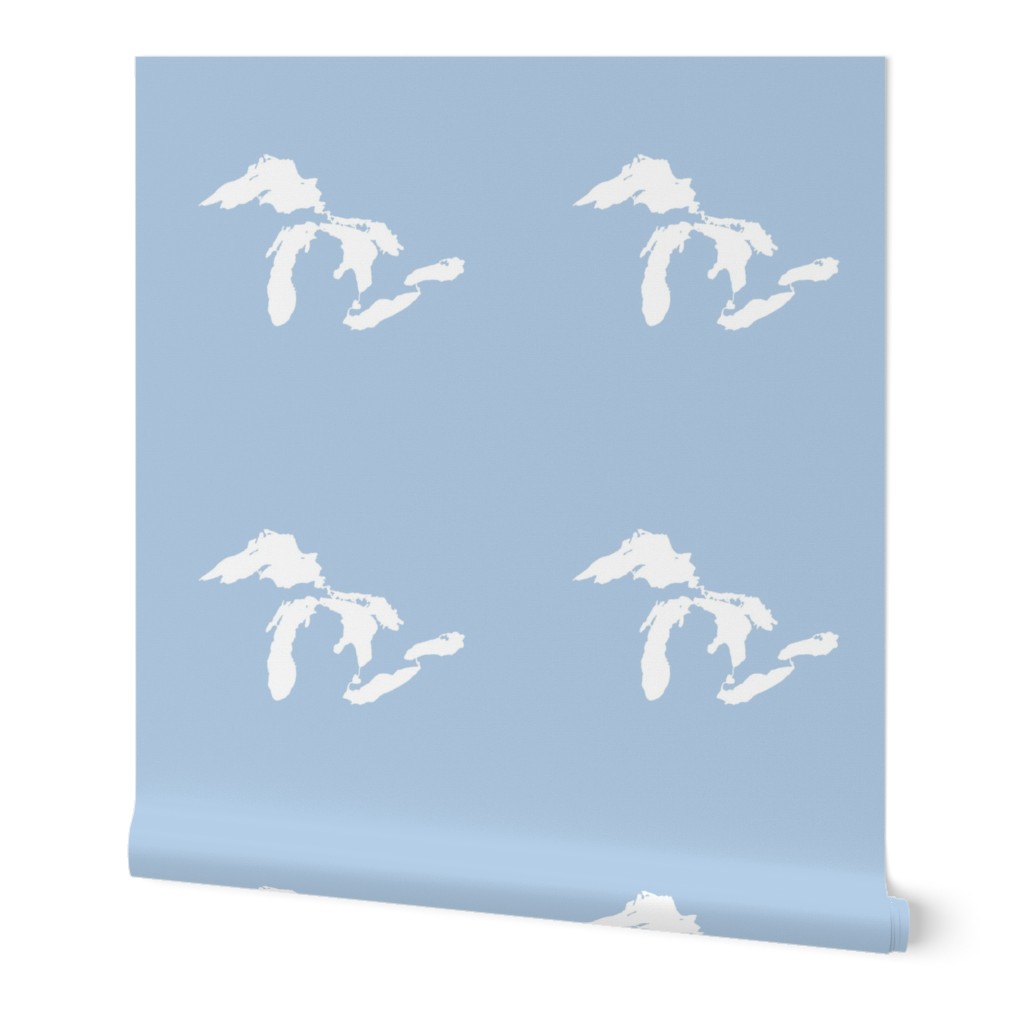 Great Lakes silhouette - 18" white on light blue
