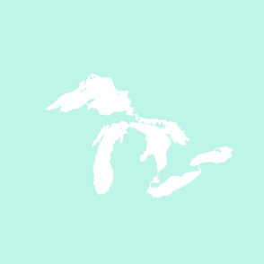 Great Lakes silhouette - 18" white on mint