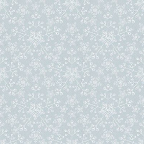 Chalk Snowflakes Lace on Gray-Blue