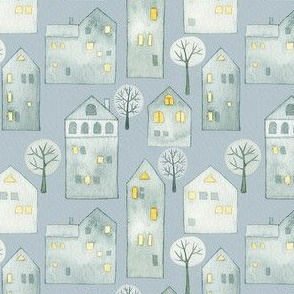 Snowy Village Houses 