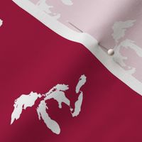 mini Great Lakes silhouette - 3" white on cranberry