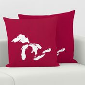 Great Lakes silhouette - 18" white on cranberry