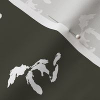 mini Great Lakes silhouette - 3" white on khaki