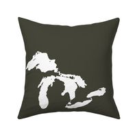 Great Lakes silhouette - 18" white on khaki