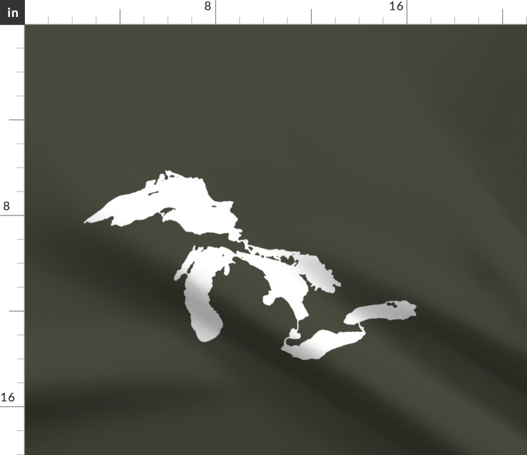 Great Lakes silhouette - 18" white on khaki