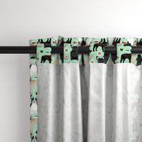 frenchie sushi fabric cute french bulldog design - mint