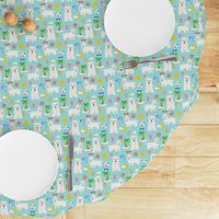 westie fabric dogs beach summer tropical design - light blue