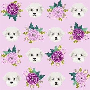 maltese fabric dog florals fabric dogs maltese fabric - purple